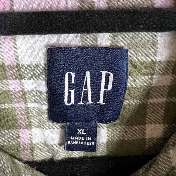GAP‎ Women's Long Sleeve Button Down Relaxed Fit Flannel Shirt Size XL Green - Picture 7 of 10